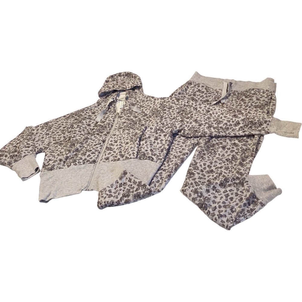Athleta Women’s Full Zip Jacket With Hoodie & Pant 2Pc Leopard Tracksuit Size M - Picture 13 of 16